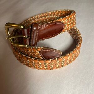 Trafalgar Men Woven Leather work career professional Belt Brown Tan Sz 34